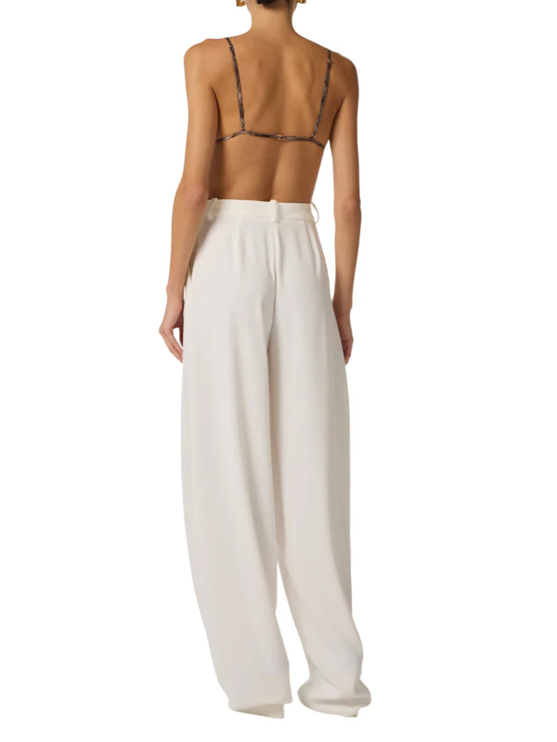 Elisabetta Franchi pantaloni gamba larga tessuto crepe panna PA17861 360 ELISABETTA FRANCHI 