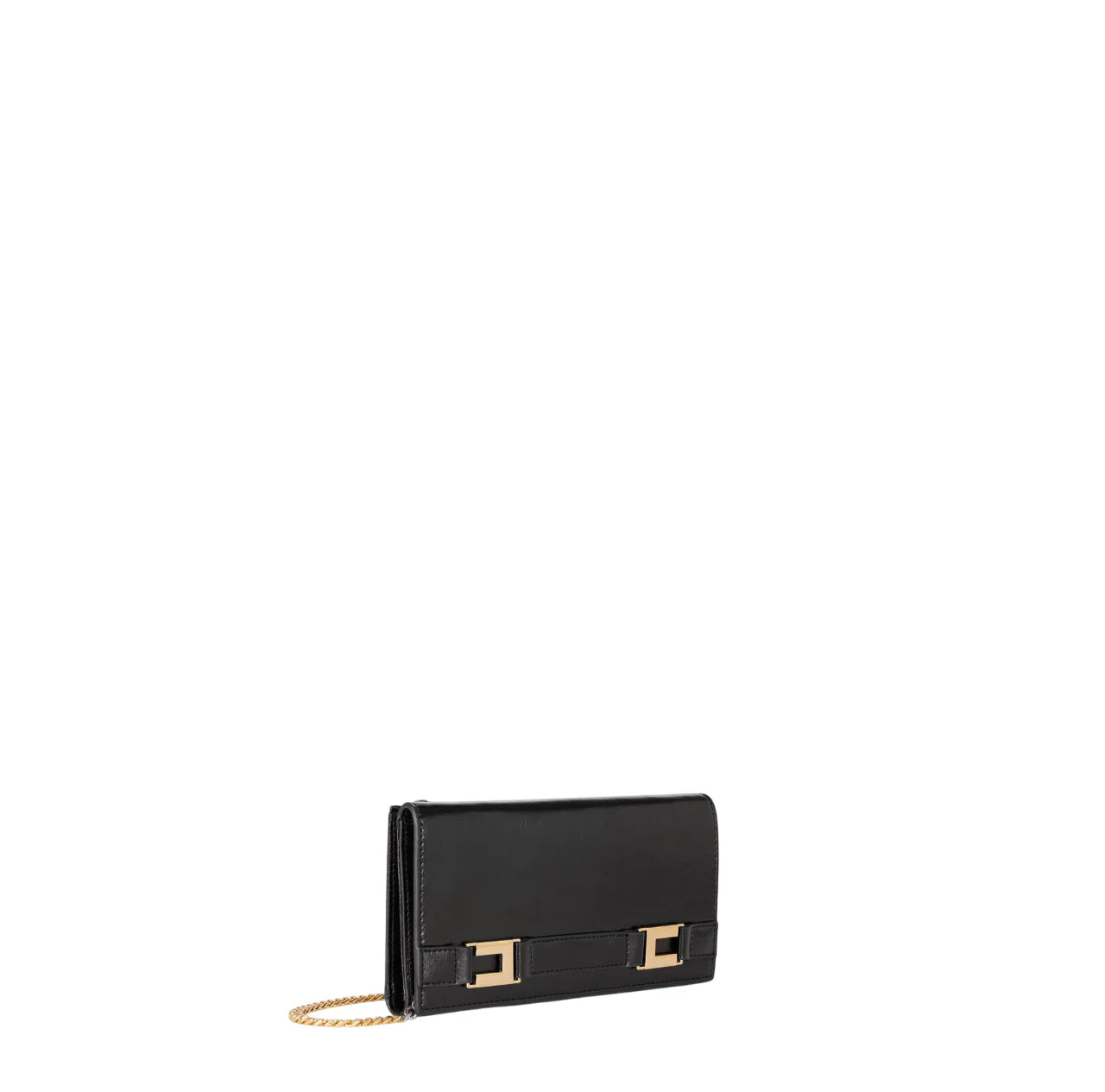 Elisabetta Franchi pochette in ecopelle con placca logo nero PF65A61 110 ELISABETTA FRANCHI 