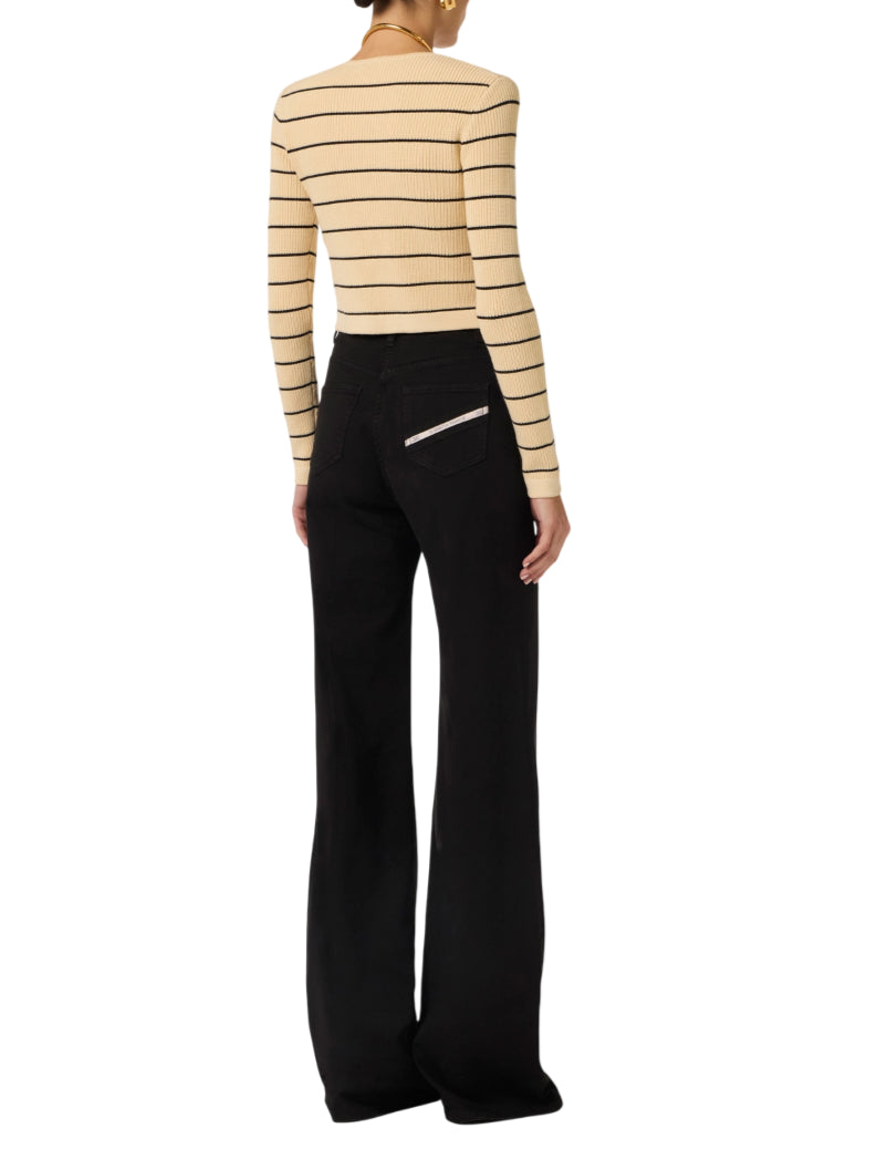 Elisabetta Franchi jeans palazzo in denim stretch lavaggio nero PJ23N61 110 ELISABETTA FRANCHI 