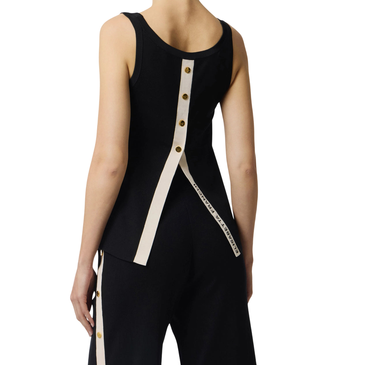 Elisabetta Franchi top in maglia con apertura posteriore nero TK72S61 685 ELISABETTA FRANCHI 
