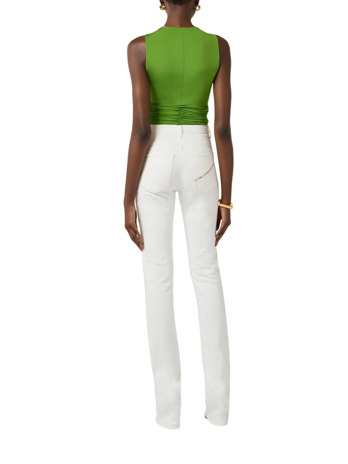 Elisabetta Franchi top donna con dettaglio gioiello verde TO03761 EV3 ELISABETTA FRANCHI 