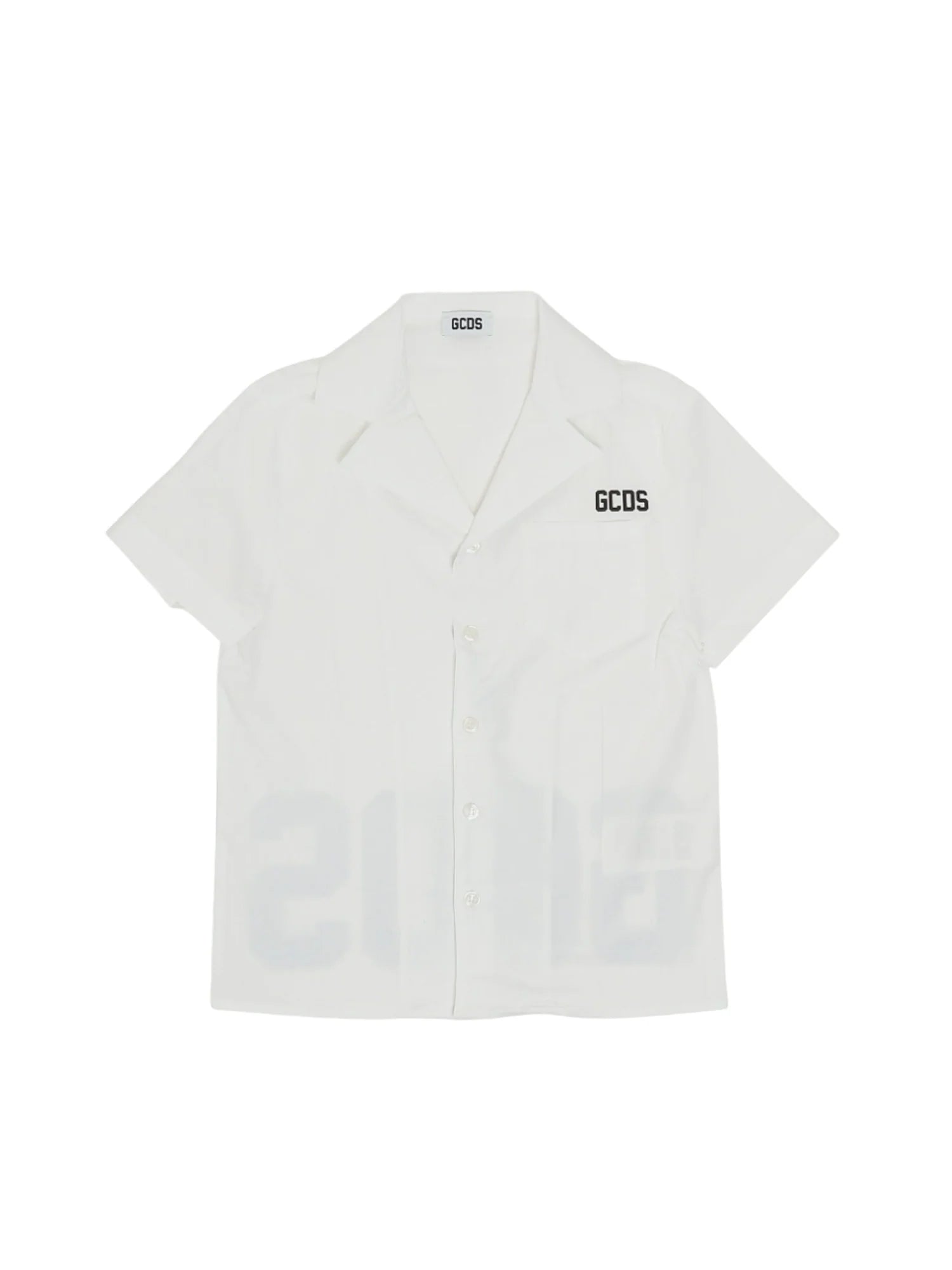 Gcds camicia bambino manica corta bianco C1BJQH517T330 OPTIC WHITE-BLACK GCDS 