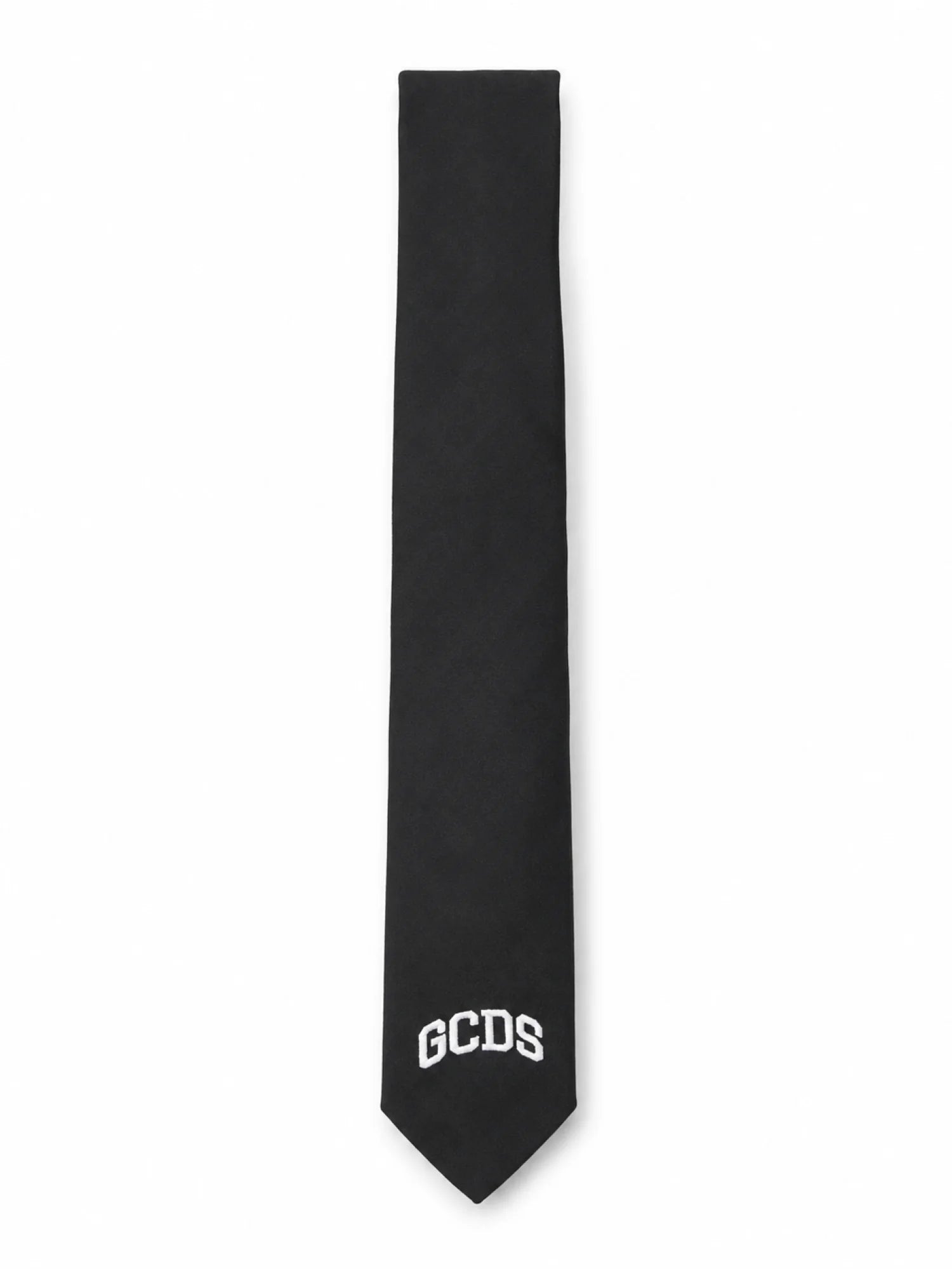 Gcds cravatta bambino satin con logo nero C1BJQV520T332 BLACK-WHITE GCDS 