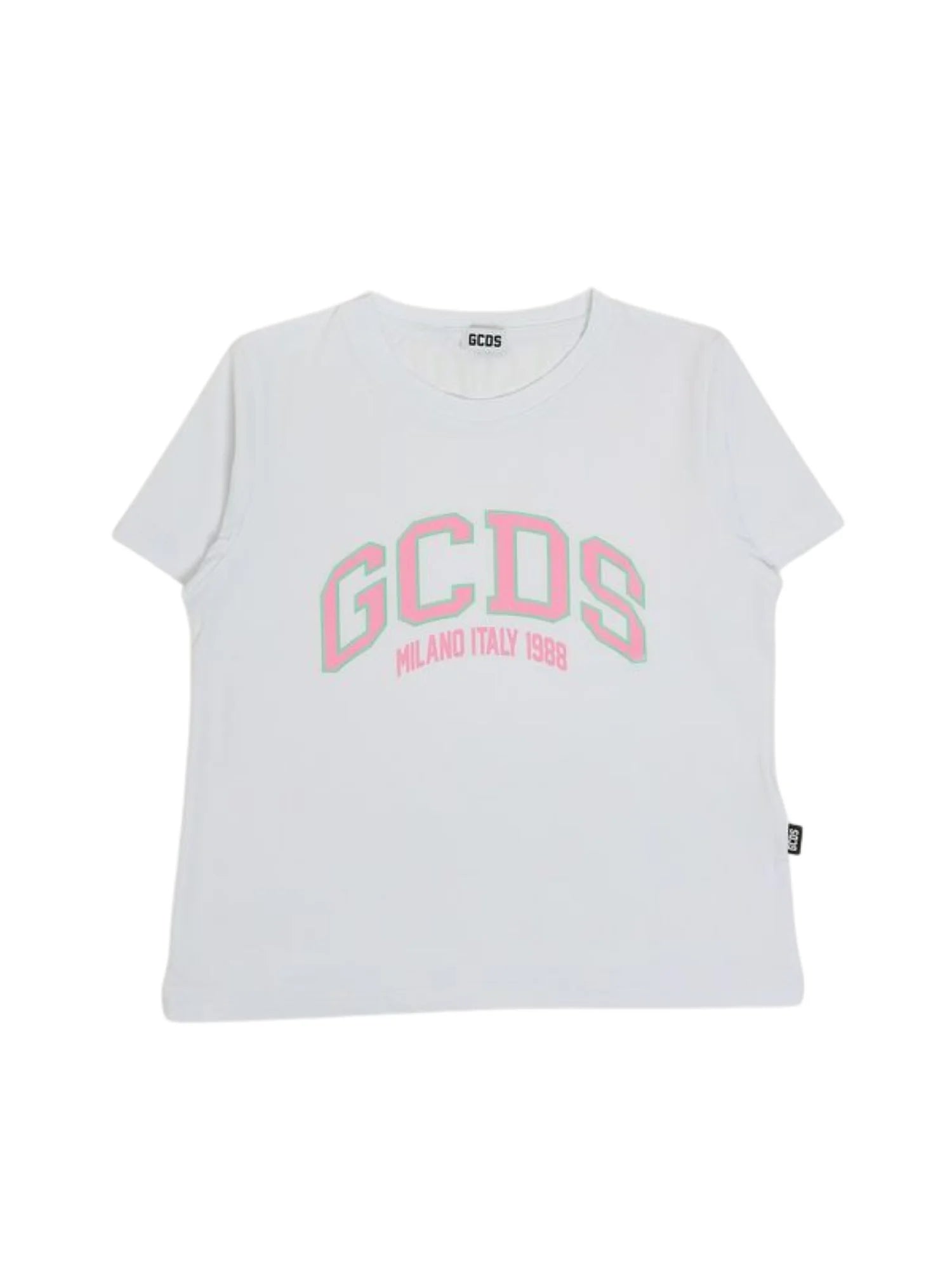 GCDS T-shirt bambina manica corta con logo bianco C1GJQC541J336 OPTIC WHITE-PINK GCDS 