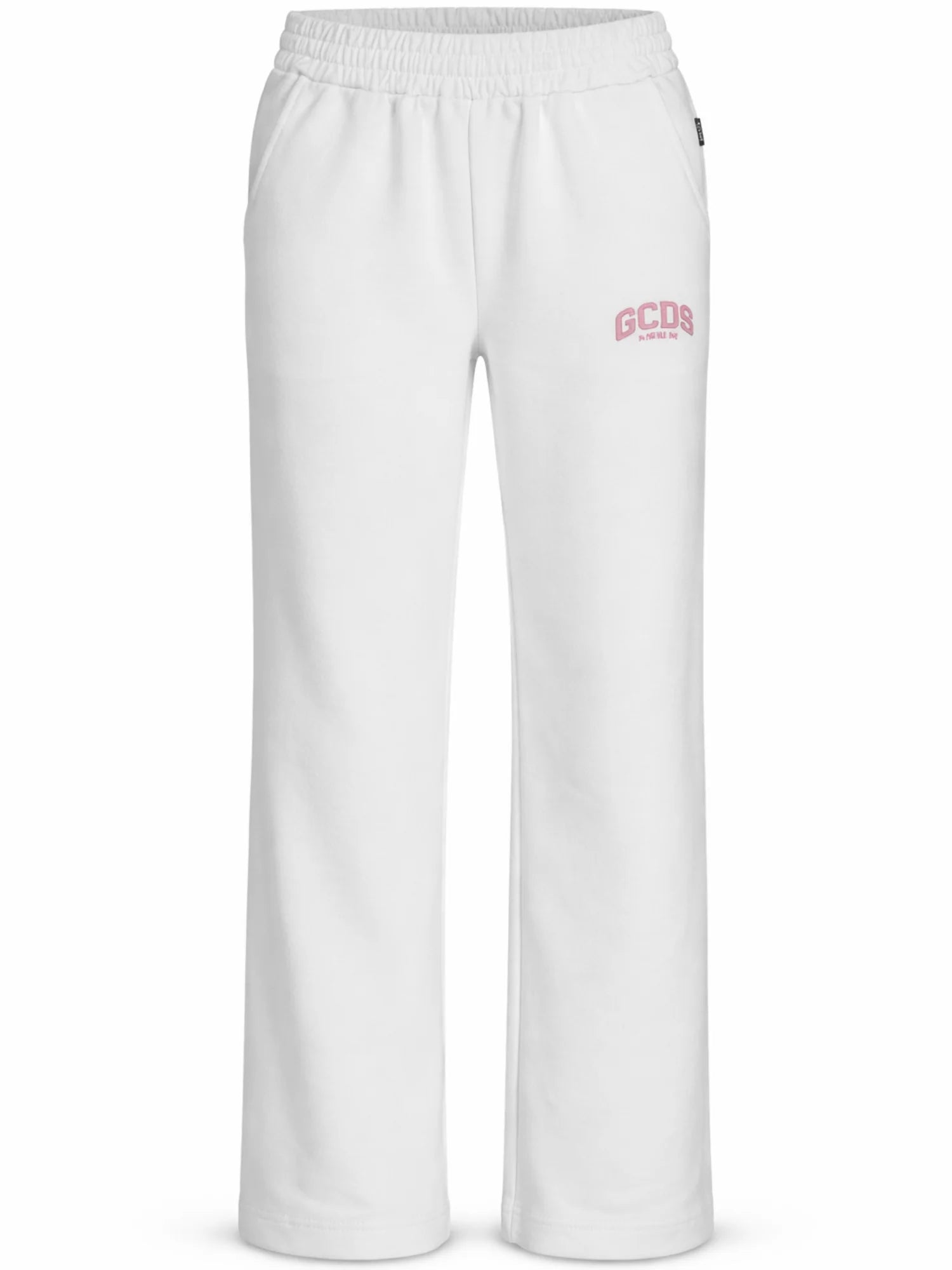 GCDS pantaloni bambina in felpa wide leg bianco C1GJQI547F335 OPTIC WHITE-PINK GCDS 