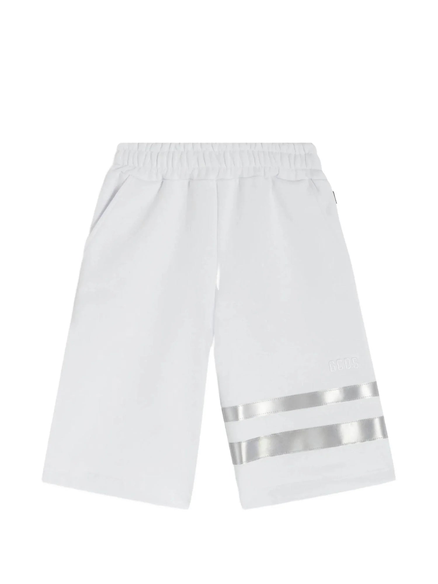 GCDS bermuda bambino con bande catarifrangenti bianco C1UJQL705F004 OPTIC WHITE-GREY GCDS 