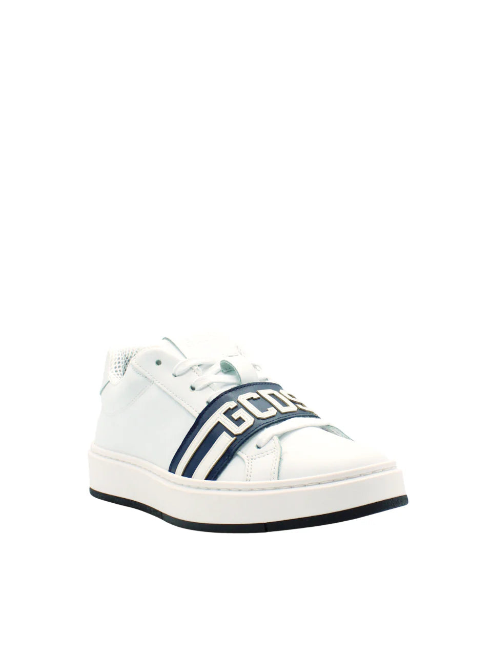 GCDS sneakers bambino in pelle con logo bianco GCK102-032-C WHITE-BLUE NAVY GCDS 