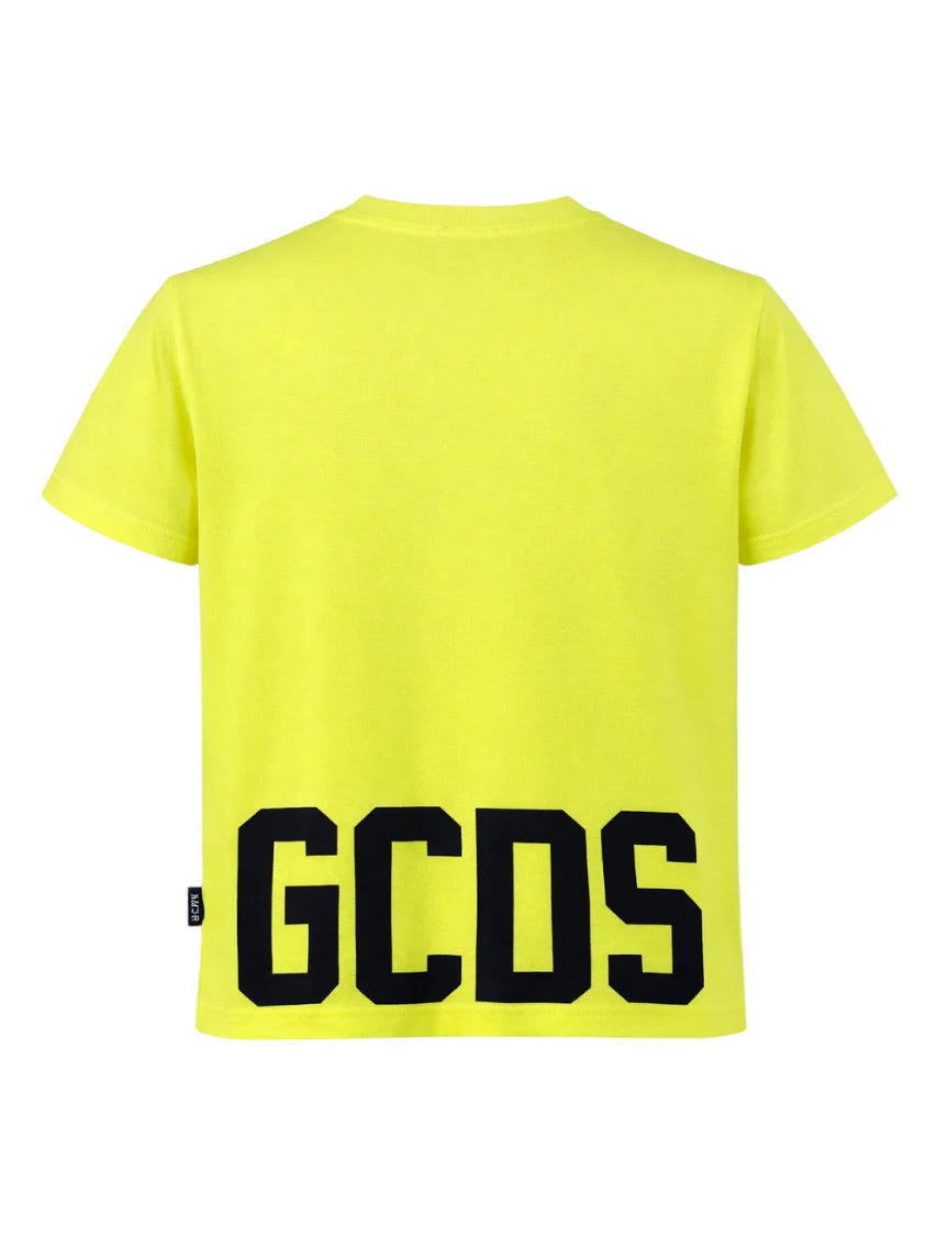 GCDS T-shirt bambino manica corta con logo giallo fluo Z0UJQC587J105 YELLOW FLUO-BLCK GCDS 