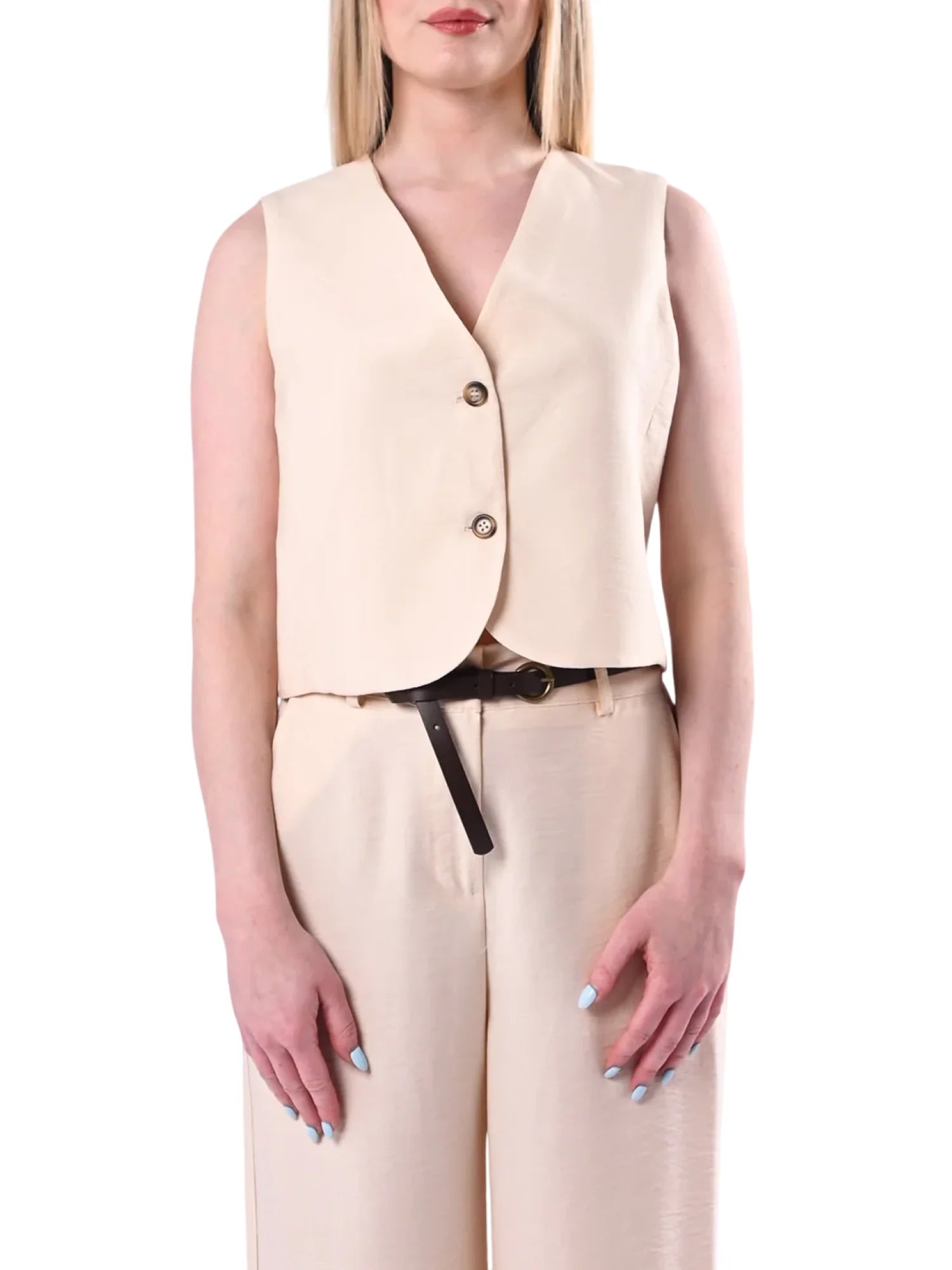 Haveone gilet donna misto viscosa beige chiaro LIA-Q044 BEIGE HAVEONE 