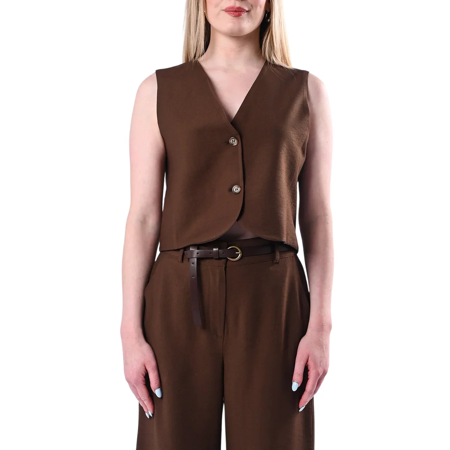 Haveone gilet donna misto viscosa marrone LIA-Q044 MORO HAVEONE 