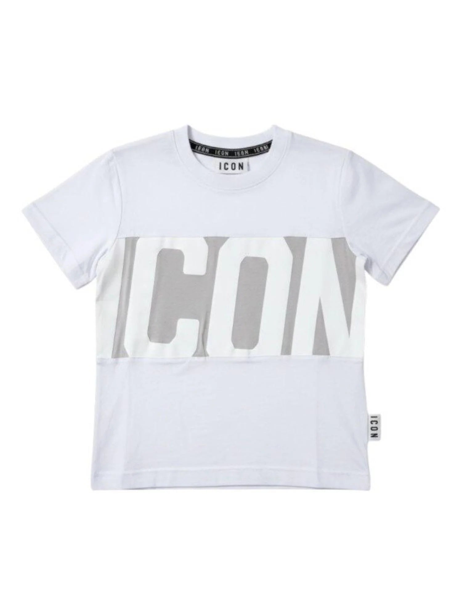 Icon T-shirt manica corta bambino con banda logo bianco IBKS001070 1000 ICON 