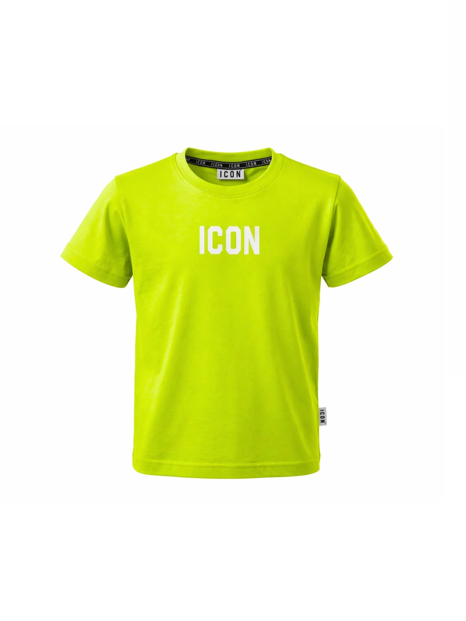 Icon T-shirt bambino in cotone con logo verde lime IBKS001081 8004 ICON 