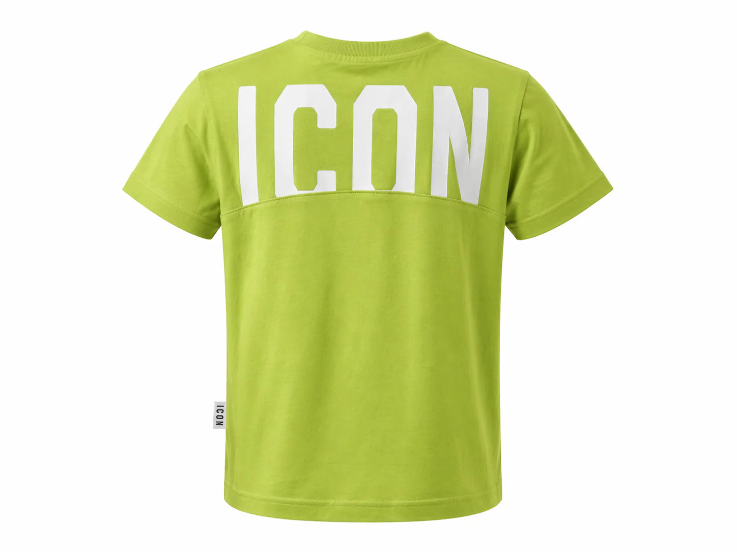 Icon T-shirt bambino in cotone con logo verde lime IBKS001081 8004 ICON 