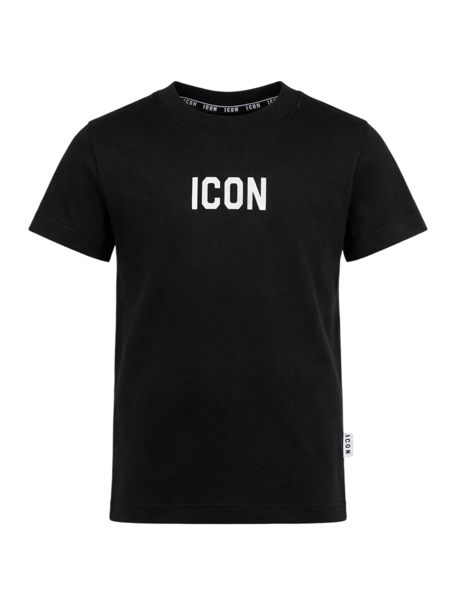 Icon T-shirt bambino in cotone con logo nero IBKS001081 9000 ICON 