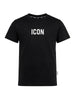 Icon T-shirt bambino in cotone con logo nero
