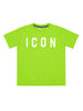Icon T-shirt manica corta bambino con logo verde lime