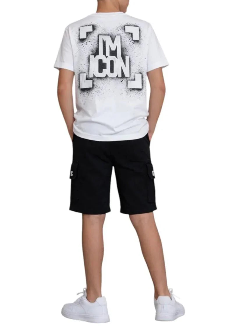 Icon T-shirt bambino in cotone stampe logo bianco IBKS001211 1000 ICON 