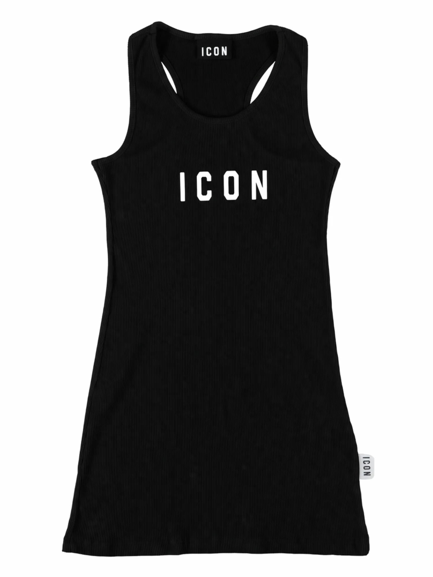 Icon abito corto a costine bambina con logo nero IGDR001239 9000 ICON 