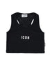 Icon top crop bambina con logo nero