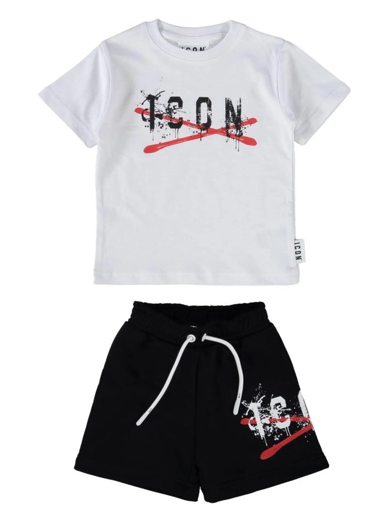Icon completo bambino T-shirt e shorts bianco nero INBFS001244 1006 ICON 