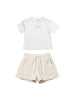 Icon completo bambina T-shirt e shorts con strass bianco beige