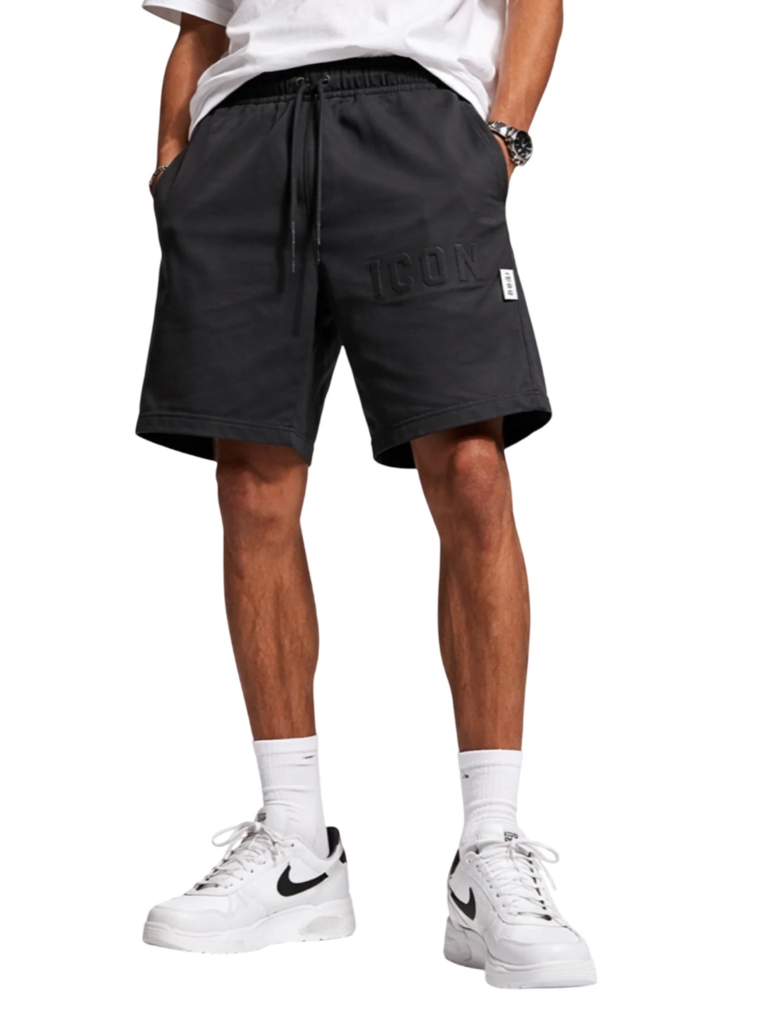 Icon bermuda uomo con logo in rilievo nero IUB024 NERO ICON 