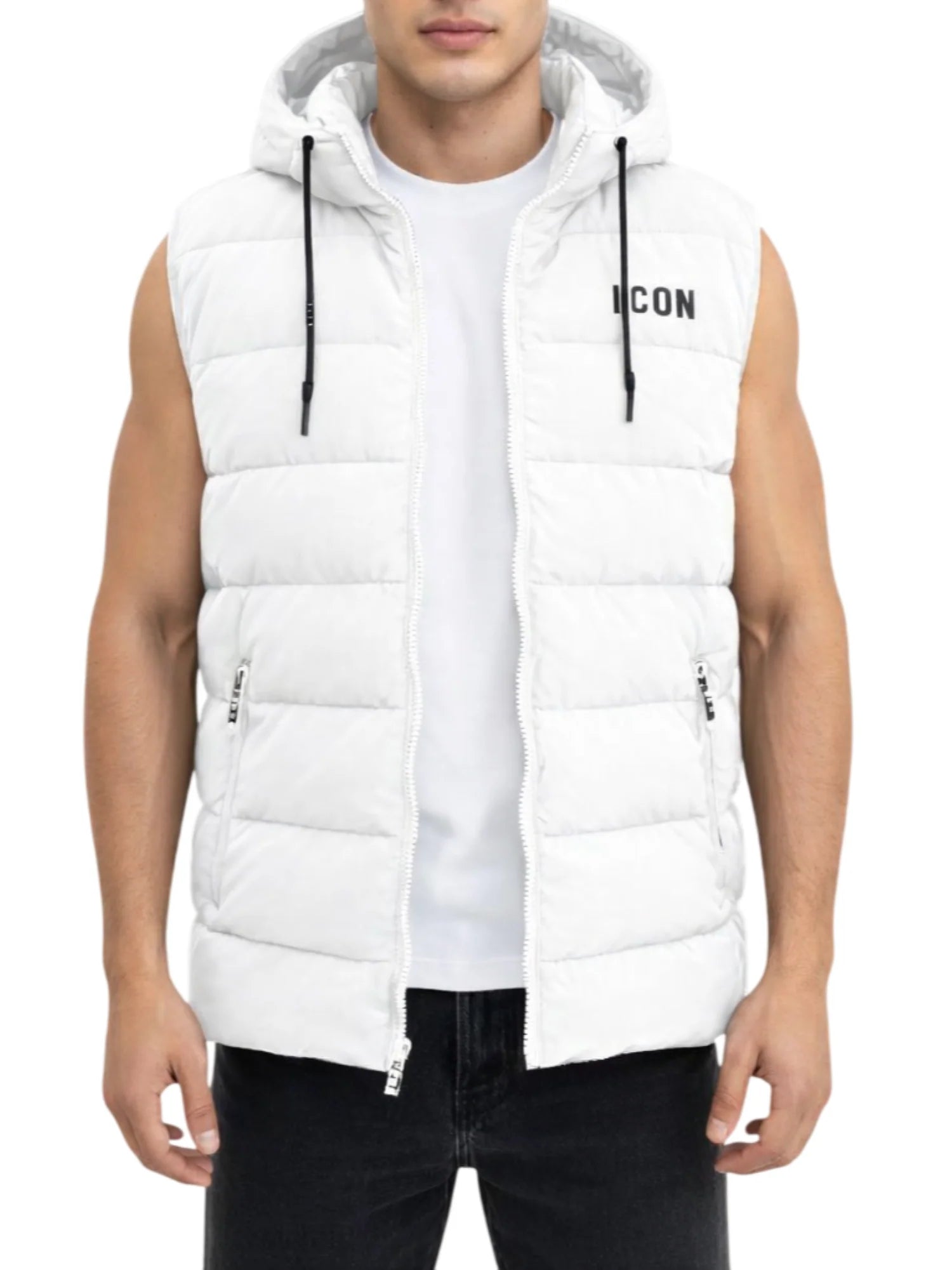 Icon gilet imbottito trapuntato uomo con cappuccio bianco IUPREJ001 BIANCO ICON 