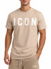 Icon T-shirt maniche corte con logo uomo beige