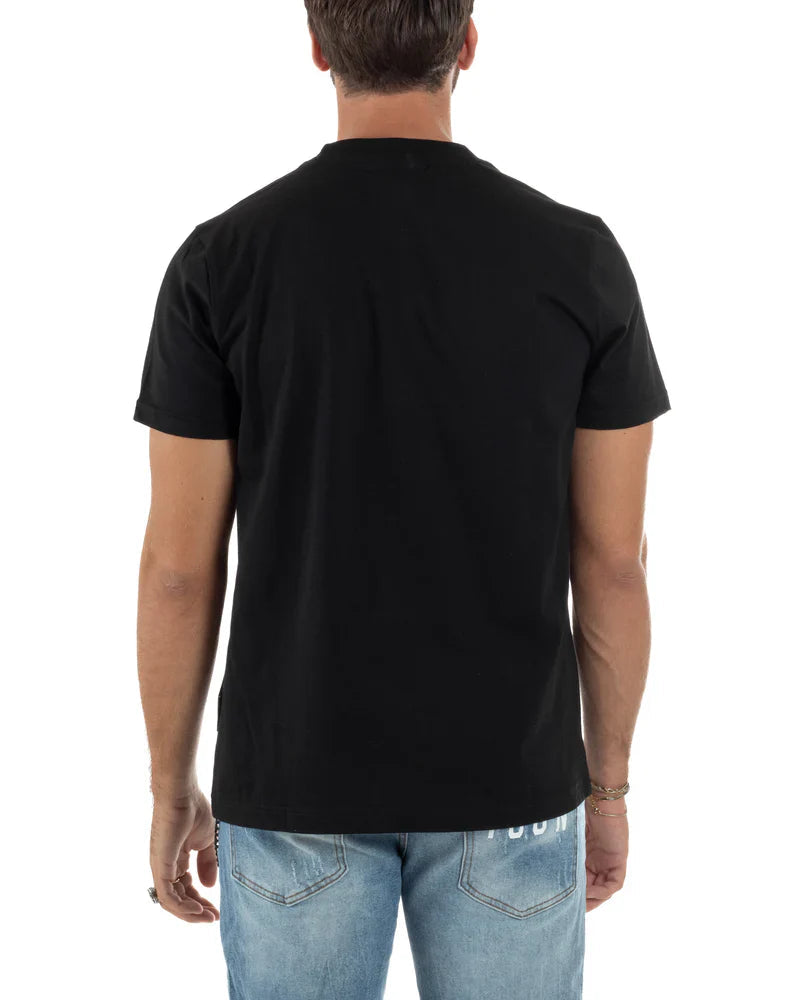 Icon T-shirt maniche corte uomo con logo uomo nero IUT001 NERO-BIANCO ICON 