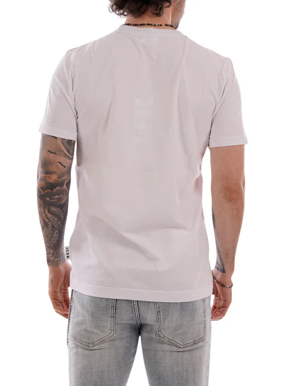 Icon T-shirt uomo manica corta con logo bianco IUT007 BIANCO-NERO ICON 