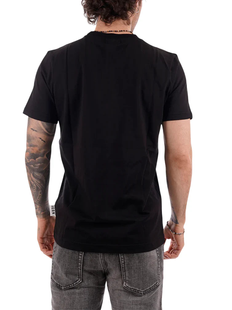 Icon T-shirt uomo manica corta con logo nero IUT007 NERO-BIANCO ICON 