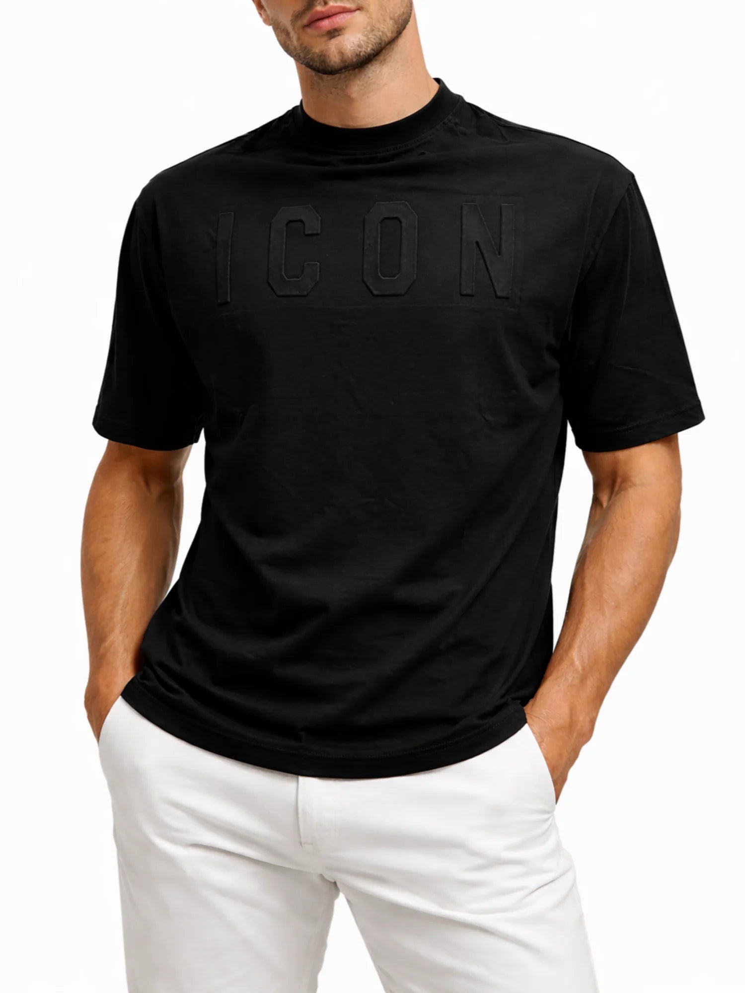 Icon T-shirt uomo manica corta con logo nero IUT036 NERO ICON 
