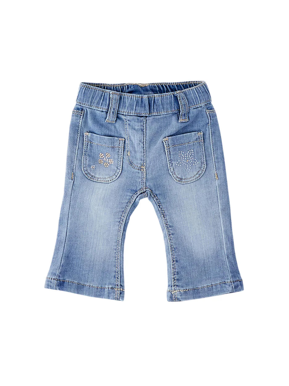 iDo jeans flare neonata con tasche strass lavaggio blu 4G104 7300 iDO 