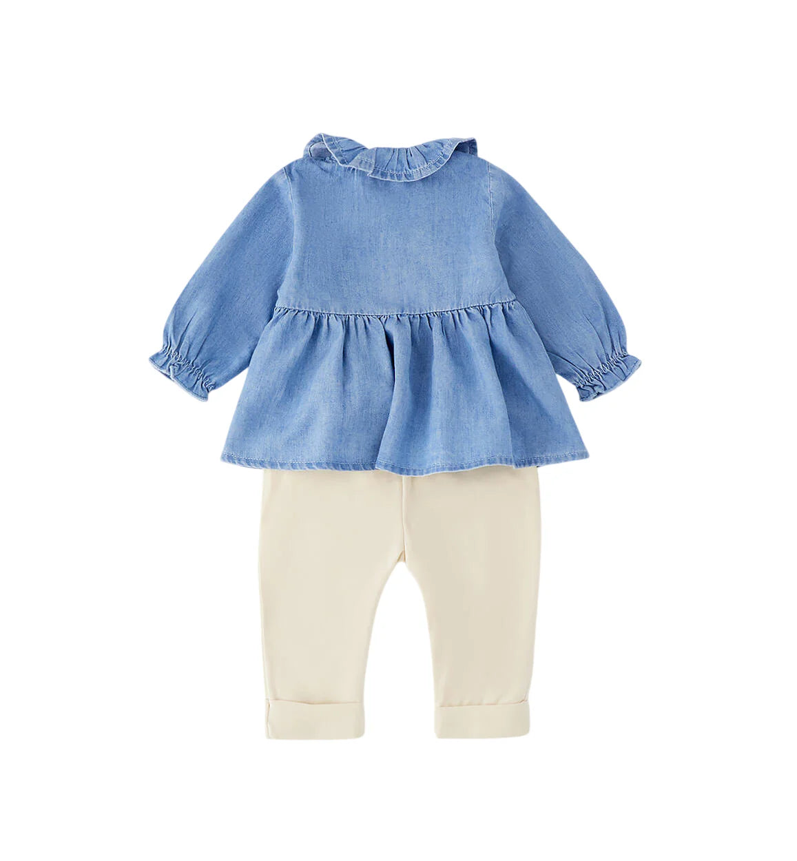 iDo completo neonata camicia in denim e leggings blu ecrù 4G113 7350 iDO 