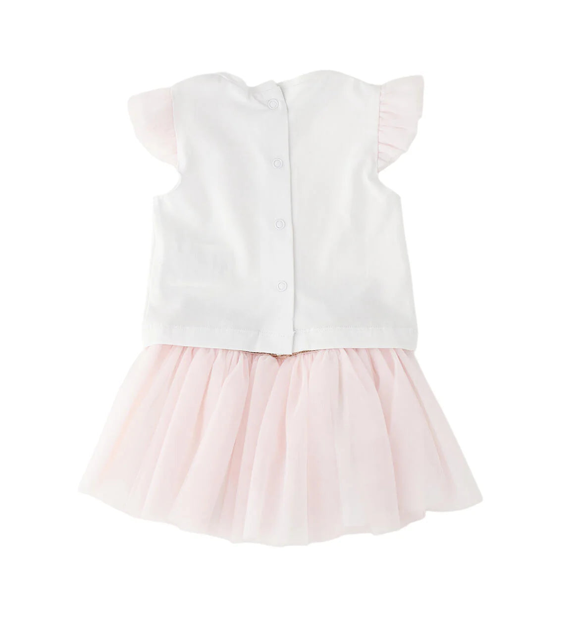 iDo completo neonata T-shirt e gonna in tulle bianco rosa 4G213 0113 iDO 