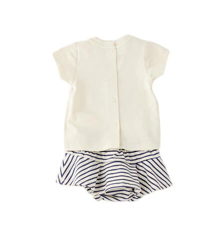 iDo completo estivo neonata T-shirt e shorts panna blu 4G216 0151 iDO 