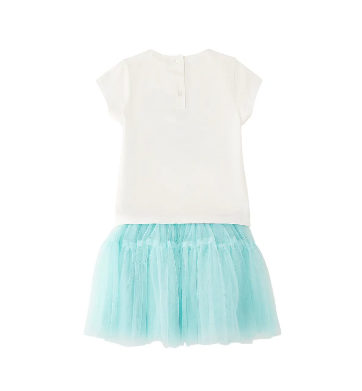 iDo completo bambina T-shirt e gonna in tulle bianco celeste 4G301 0112 iDO 