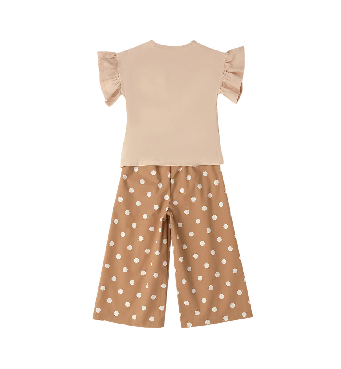 iDo completo bambina pantaloni pois e T-shirt beige 4G302 0924 iDO 