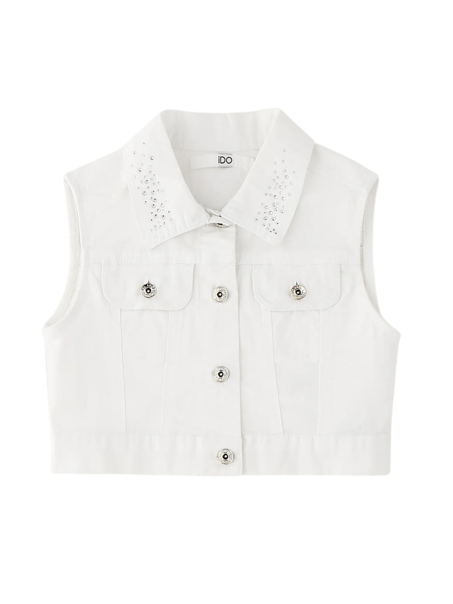iDo gilet bambina in denim con strass bianco 4G401 0113 iDO 