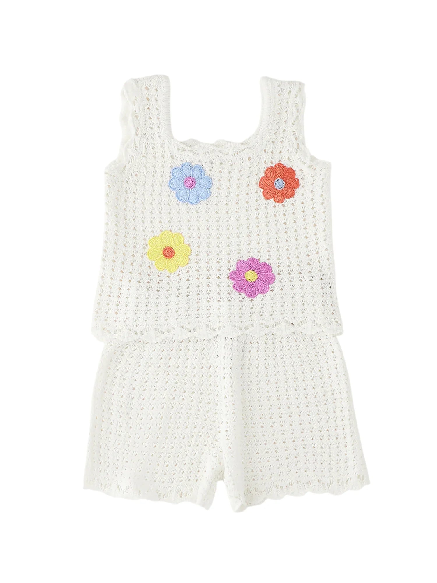iDo completo bambina crochet con fiori bianco 4G549 0113 iDO 