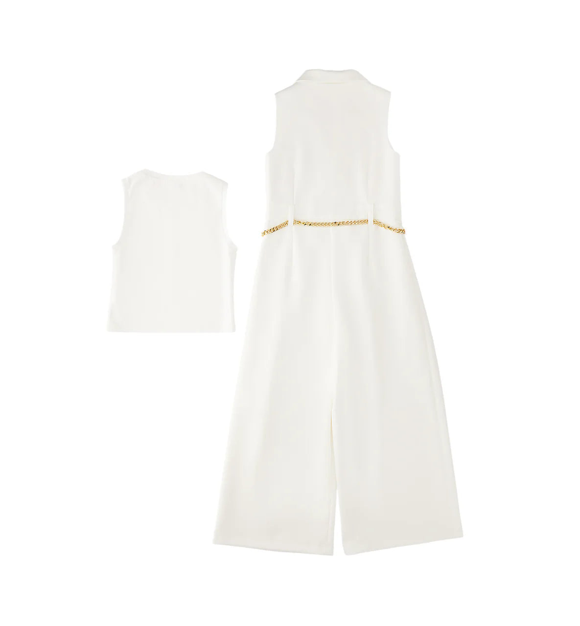 iDo tuta jumpsuit bambina con catenella panna 4G778 0112 iDO 