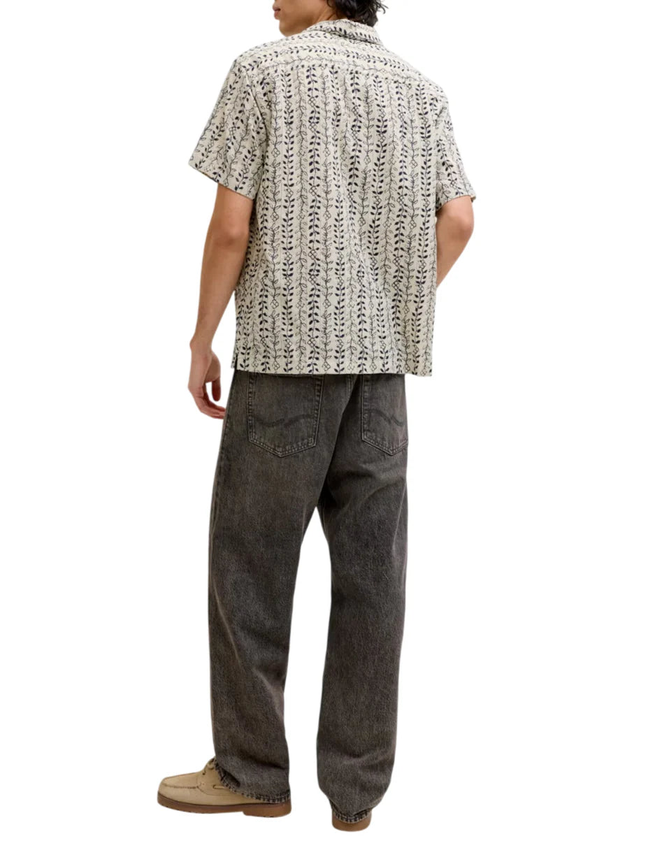 Jack&Jones camicia uomo manica corta in fantasia ecrù 12291968 MOONSTRUCK JACK&JONES 