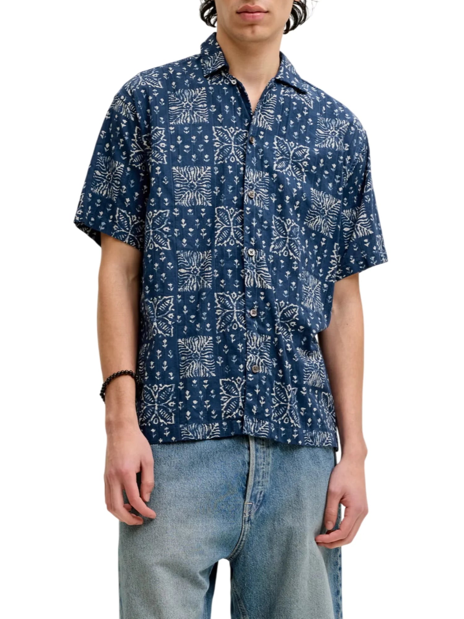 Jack&Jones camicia uomo manica corta in fantasia blu 12291968 SKY CAPTAIN JACK&JONES 