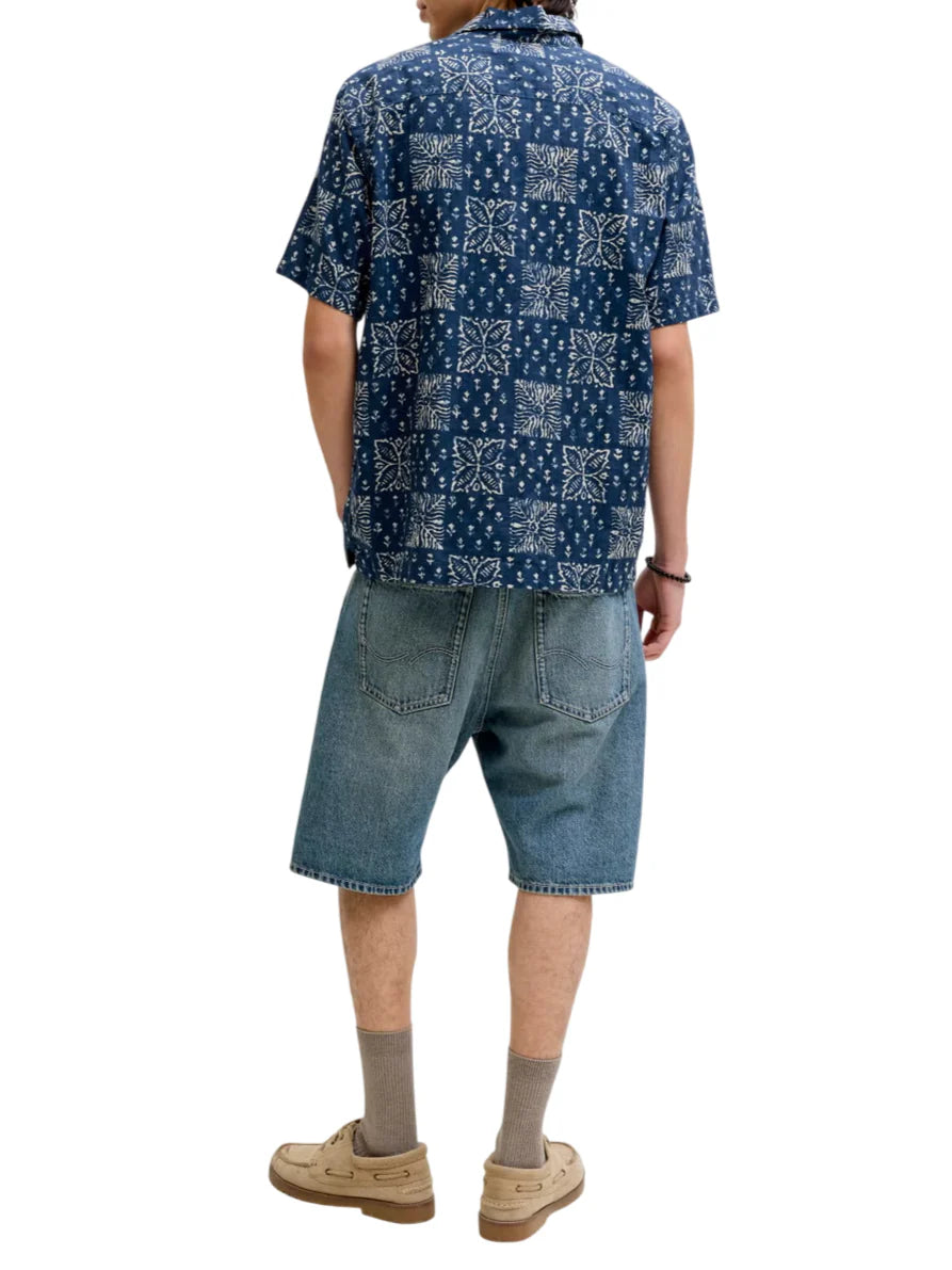Jack&Jones camicia uomo manica corta in fantasia blu 12291968 SKY CAPTAIN JACK&JONES 