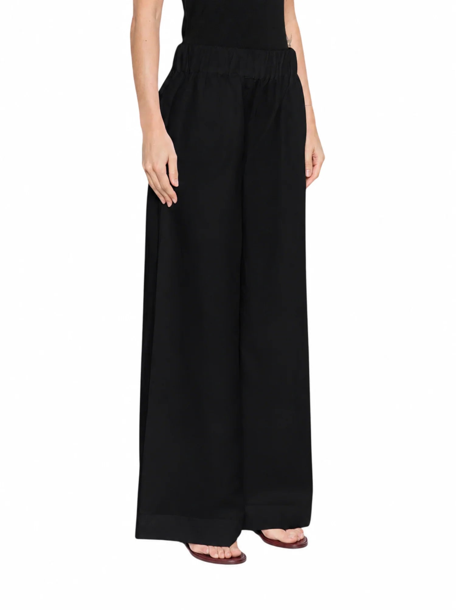 Jc Sophie pantaloni palazzo Leaf misto lino nero L3133 BLACK JC SOPHIE 