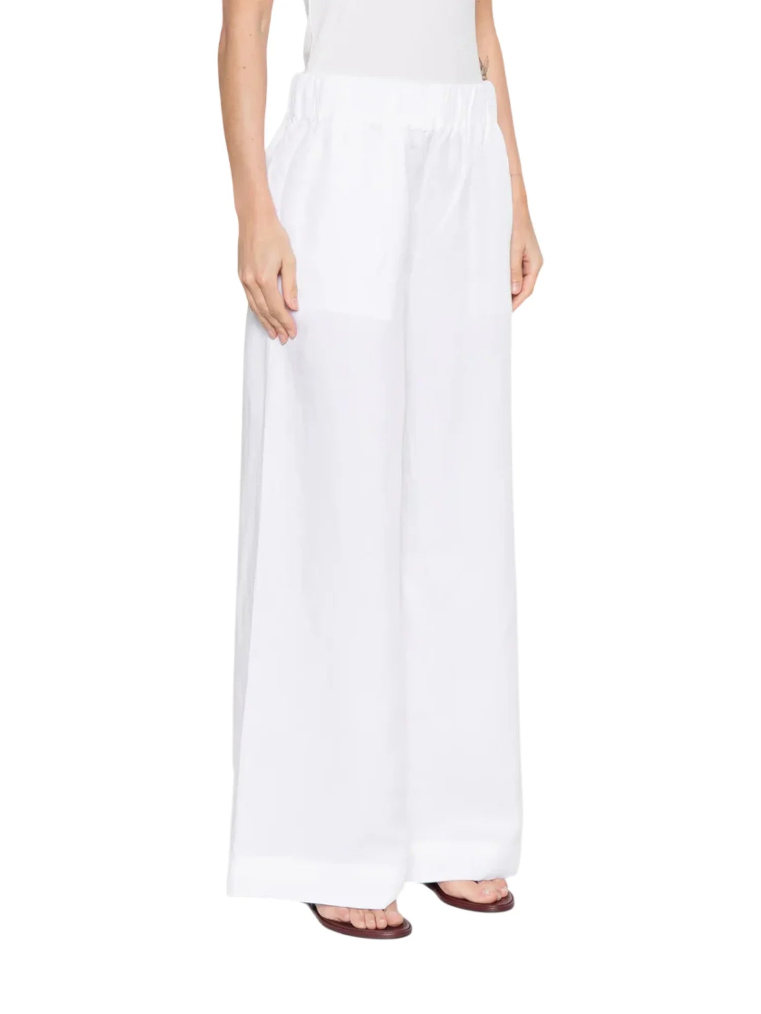 Jc Sophie pantaloni palazzo Leaf misto lino bianco L3133 OFF WHITE JC SOPHIE 