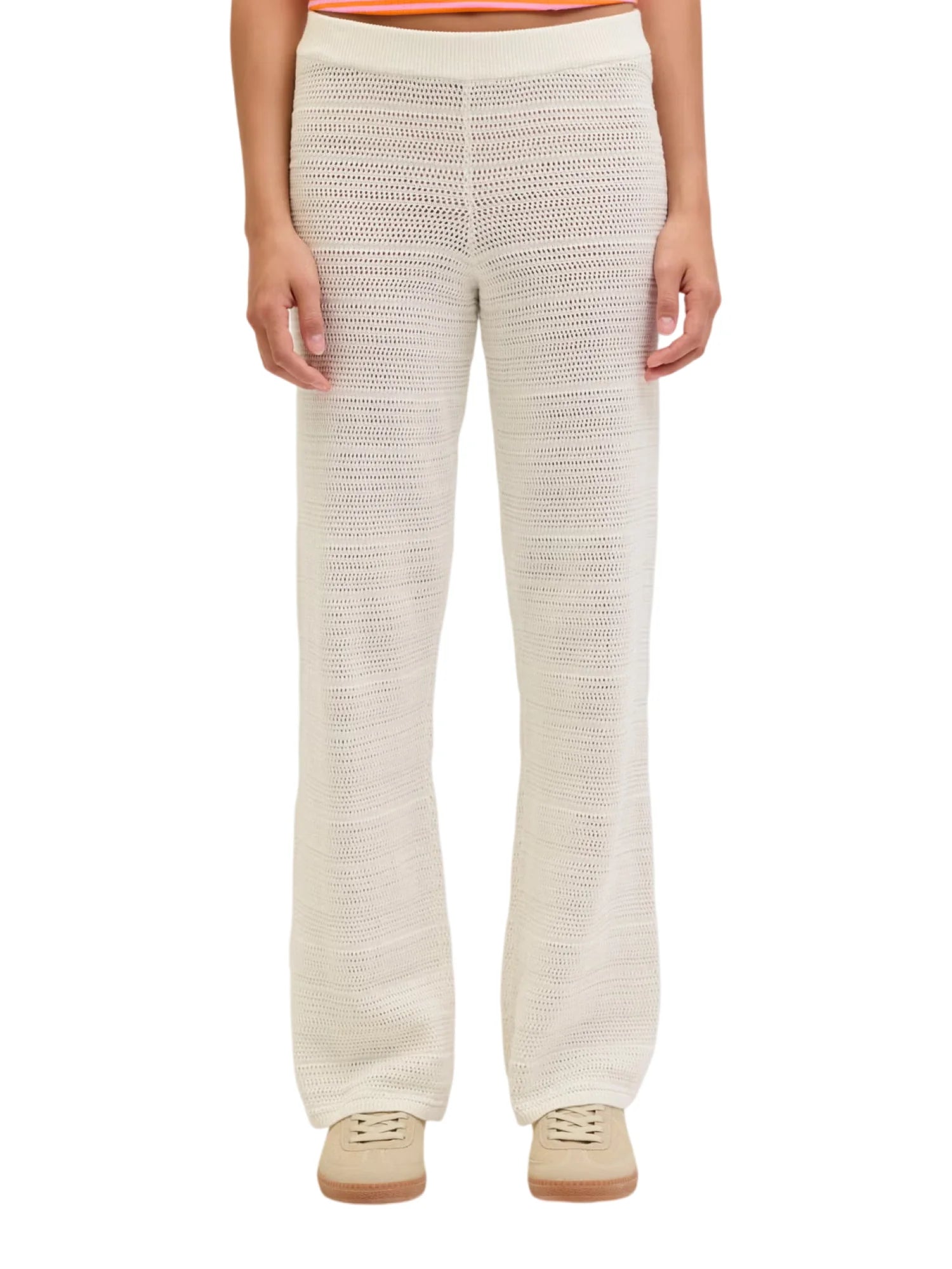 Jjxx pantaloni crochet donna flare panna 12271452 VANILLA ICE JJXX 