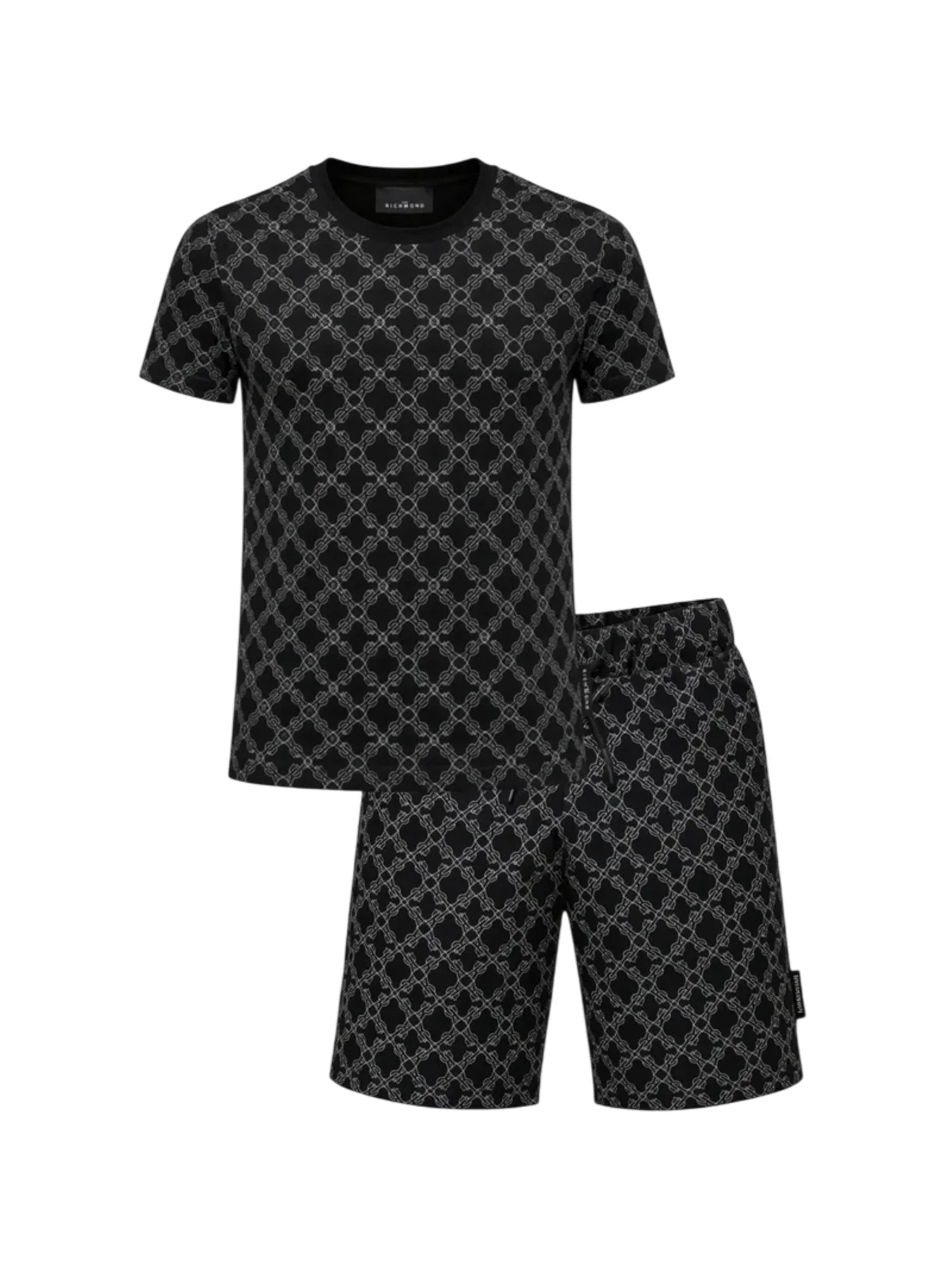 John Richmond completo bambino T-shirt e bermuda in fantasia nero RBP26076CJ BLACK-NEW MONOGRAM BLACK John RICHMOND 