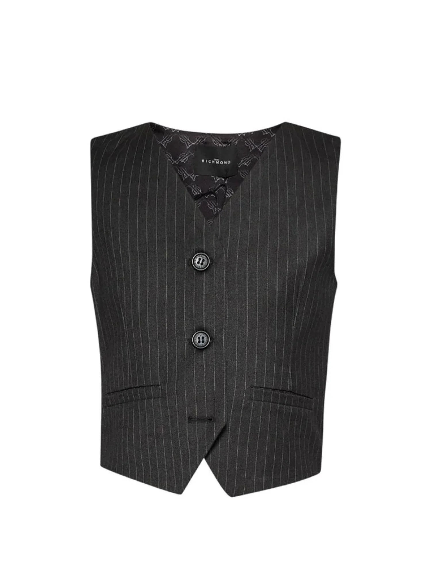 John Richmond gilet bambino Naraji gessato grigio RBP26079GT GREY DARK PINSTRIPE John RICHMOND 