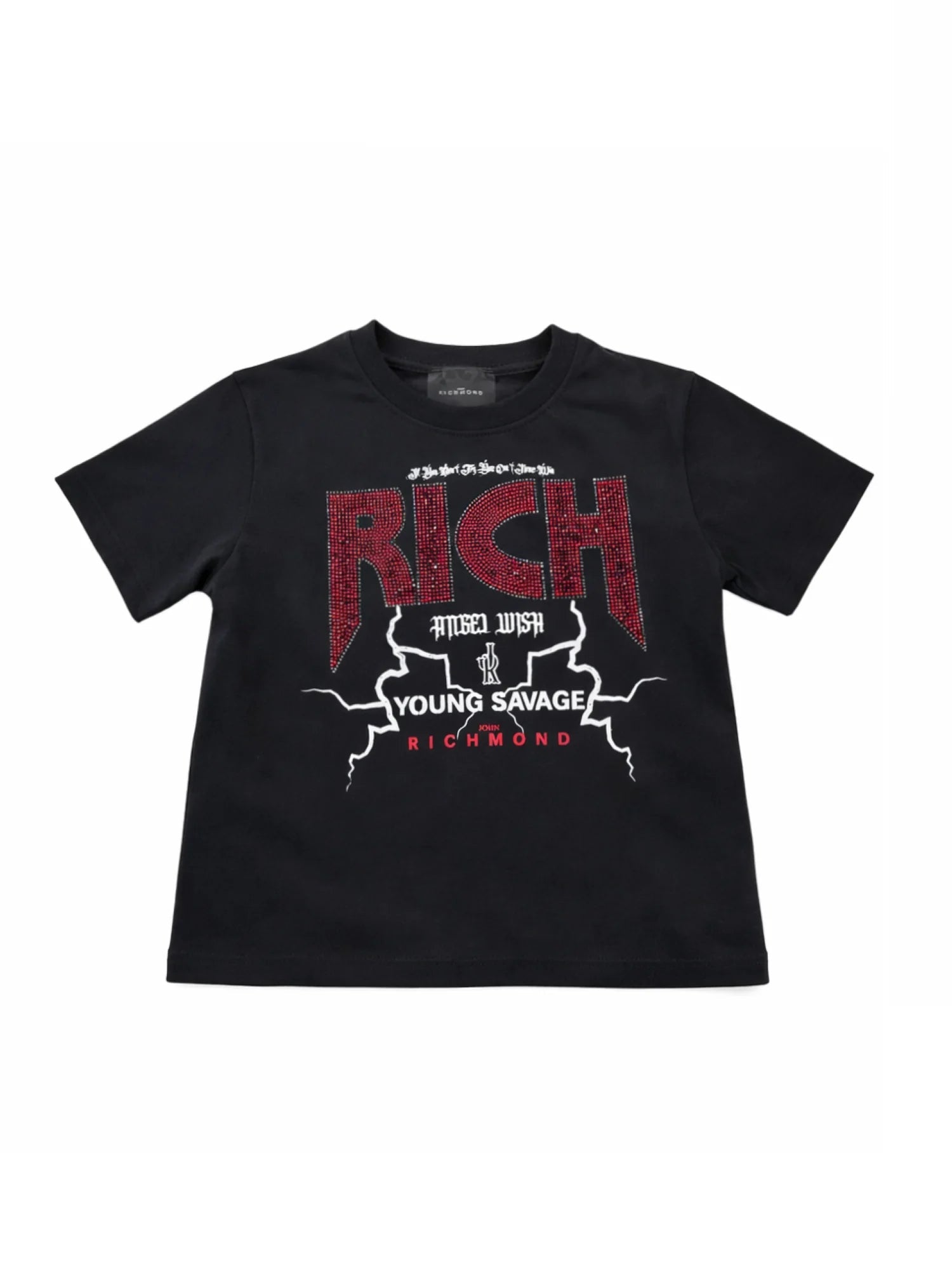 John Richmond T-shirt bambina Kanam con logo strass nero RGP26208TS BLACK John RICHMOND 